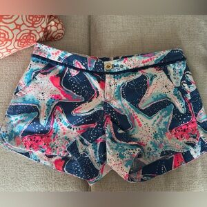 Lilly Pulitzer Starfish-Print Jean Shorts in Navy, Pink & Teal